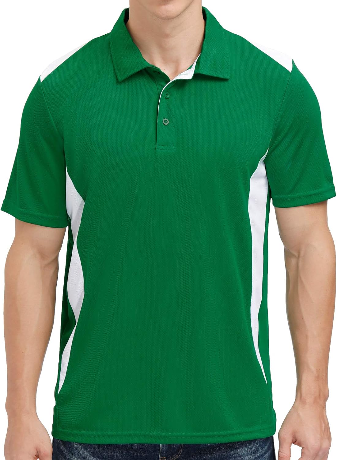 Sports Polo Shirts for Men Big and Tall Short Sleeve Side Blocked Performance Golf Polo: Clothing