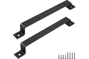 FaithLand Barn Door Handle, Black 12 inch Gate Handle Set (Pack of 2), Door Pull, Pull Handle for Sliding Door Cabinet Closet Drawer Garage Shed- 2 Sets of Different Lengths Screws Included