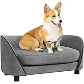 PawHut Dog Sofa, Pet Couch with Soft Cushion, Velvet Feel, Removable and Washable Cover, Pet Bed for Small to Medium Sized Do