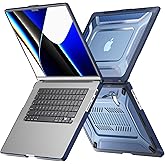Batianda Upgraded Heavy Duty Case for New MacBook Pro 16 inch 2024 2023 Release,Honeycomb Hybrid TPU + Matte PC Armor with Reinforced Kickstand & Keyboard Cover Stable Stand for Long Desk Work, Navy
