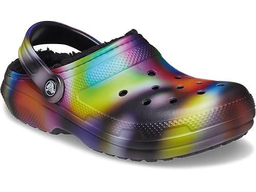 Crocs Classic Tie Crocs With Fur Tie Dye Rainbow Crocs With Fur Sale