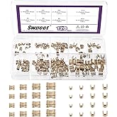 Swpeet 120Pcs Gold #3#5#8#10 Zipper Slider Retainers Kit, U Shape Top Stops and H Shape Bottom Stops, Zipper Stop Repair Set,