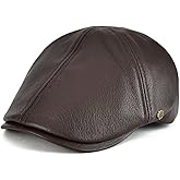 VOBOOM Leather Ivy Newsboy Caps 6 Panel Cabbie Beret Hat