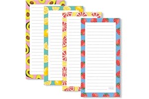 Sweetzer & Orange S&O Magnetic sheets for Refrigerator 4 Pack - Fun Fruity planner notes for Fridge Sets - Magnetic registry journals for cooler, sticky Notepads for freezer - 3.5” x 7”, 45 Pages
