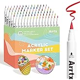 Arrtx 90 Colors Paint Markers Pens, Acrylic Paint Pens for Artists Adults Coloring Drawing Landscape Scenery Natural- Brush T