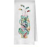 XIVENHAVM Golf Gifts Kitchen Towels - Golf Gifts Decorative Waffle Dish Towels, Floral Sports Hand Towel, Sports Gifts for Women Tea Towel, 16×24 Inches