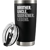 Panvola Brother Uncle Godfather Legend Uncle Gifts from Sister Niece Nephew Godchild Goddaughter Godson Father's Day Vacuum Insulated Stainless Steel Tumbler with Removable Lid and Straw 20 oz Black