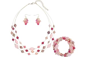 Coiris 3 Layers Illusion Wire Beaded Statement 19.5" Necklace for Women