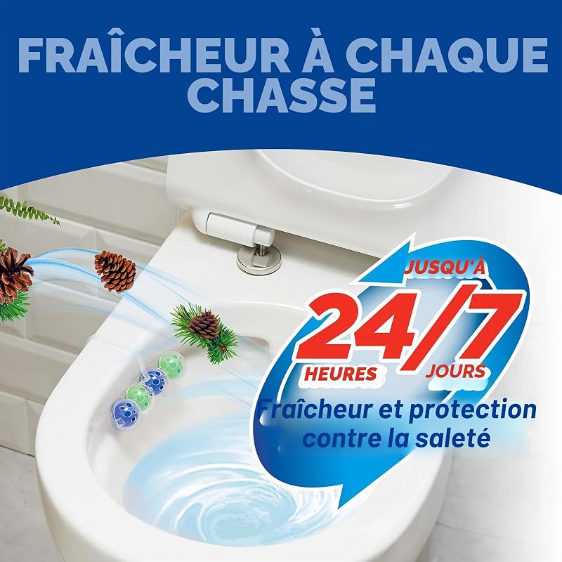 Power Activ Natura Panier WC (3 pièces) propre salle de bain pour un WC toujours propre et frais, nettoyant de salle de bain avec formule anti-calcaire qui élimine la saleté