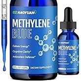 GZ HAOYUAN Methylene Blue Drops, Methylene Blue 1% Pharmaceutical Grade Supplement for Humans Brain Health, Metabolism & Cellular Health, No Formaldehyde, No Alcohol & No Gluten 2 Fl Oz