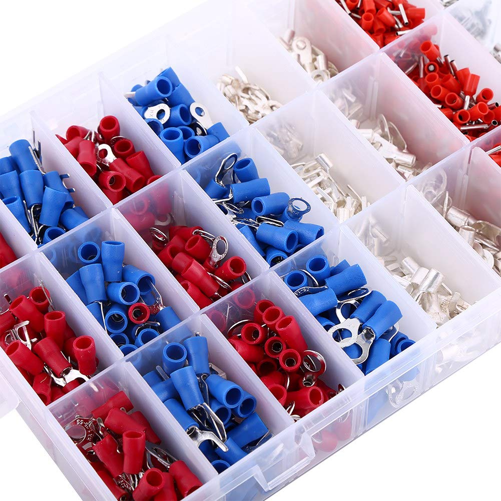Wire Crimp Terminals 1000 Pcs 24 Types Insulated Crimp Terminals Electrical Cable Wire Connectors Assorted Set, Terminals