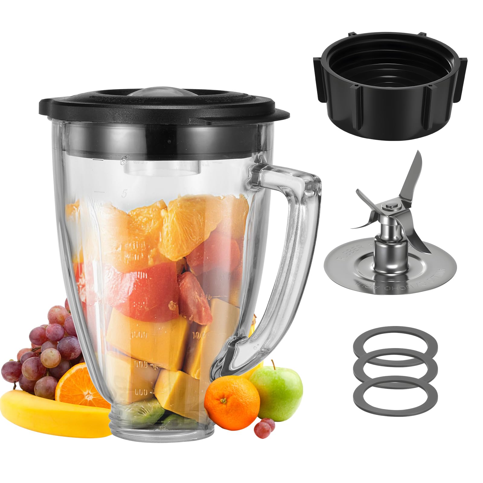 Photo 1 of ***************MISSING THE ACCESSORIES ON THE RIGHT SIDE OF STOCK PHOTO************
6 Cup Blender Glass Jar with Blade?Including 1 glass jar with lid 1 4fins blade 1 blender jar base 3pcs seal gasket. Replacement Parts for Oster Osterizer (NOT fit Pro, Ma