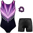 MODAFANS Gymnastics Leotards for Girls Sparkly Dance Unitards Biketards Black Activewear for Girls 4-13Years
