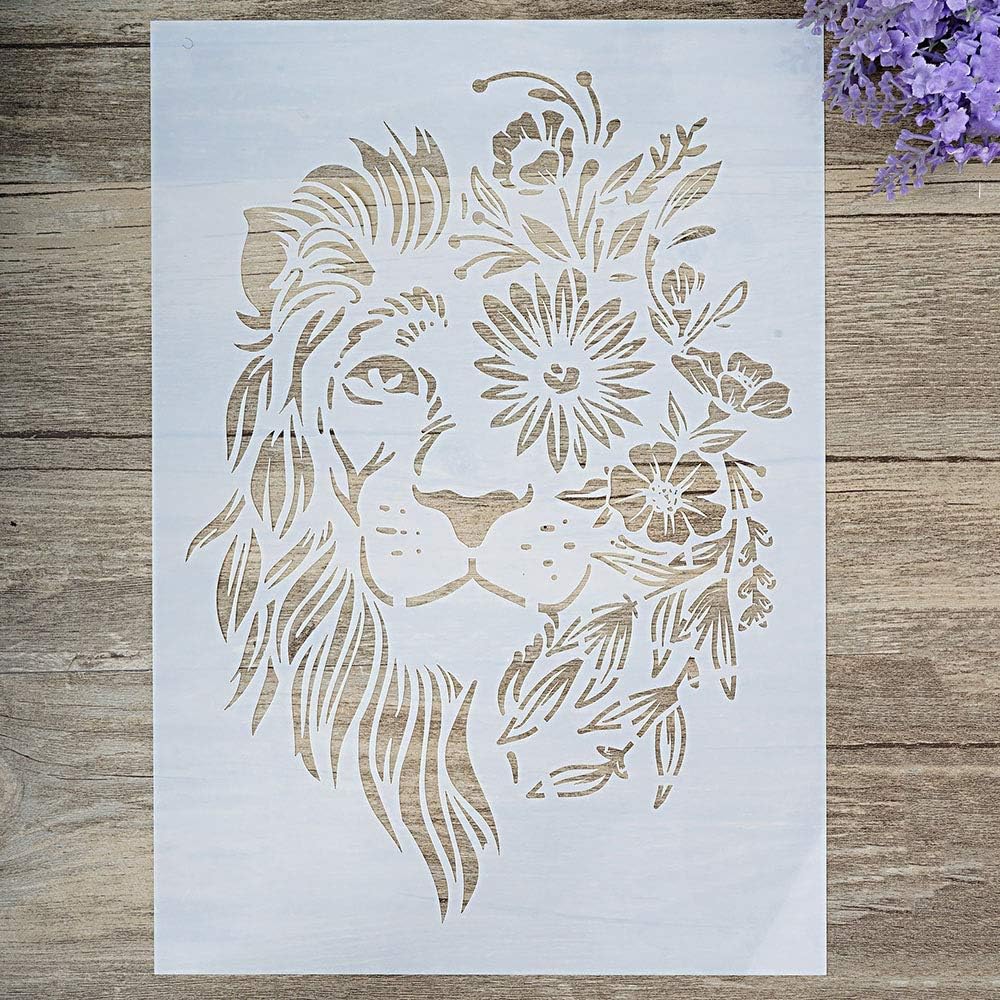 DIY Decorative Lion Stencil Template for Painting on Walls Furniture Crafts (A3 Size)