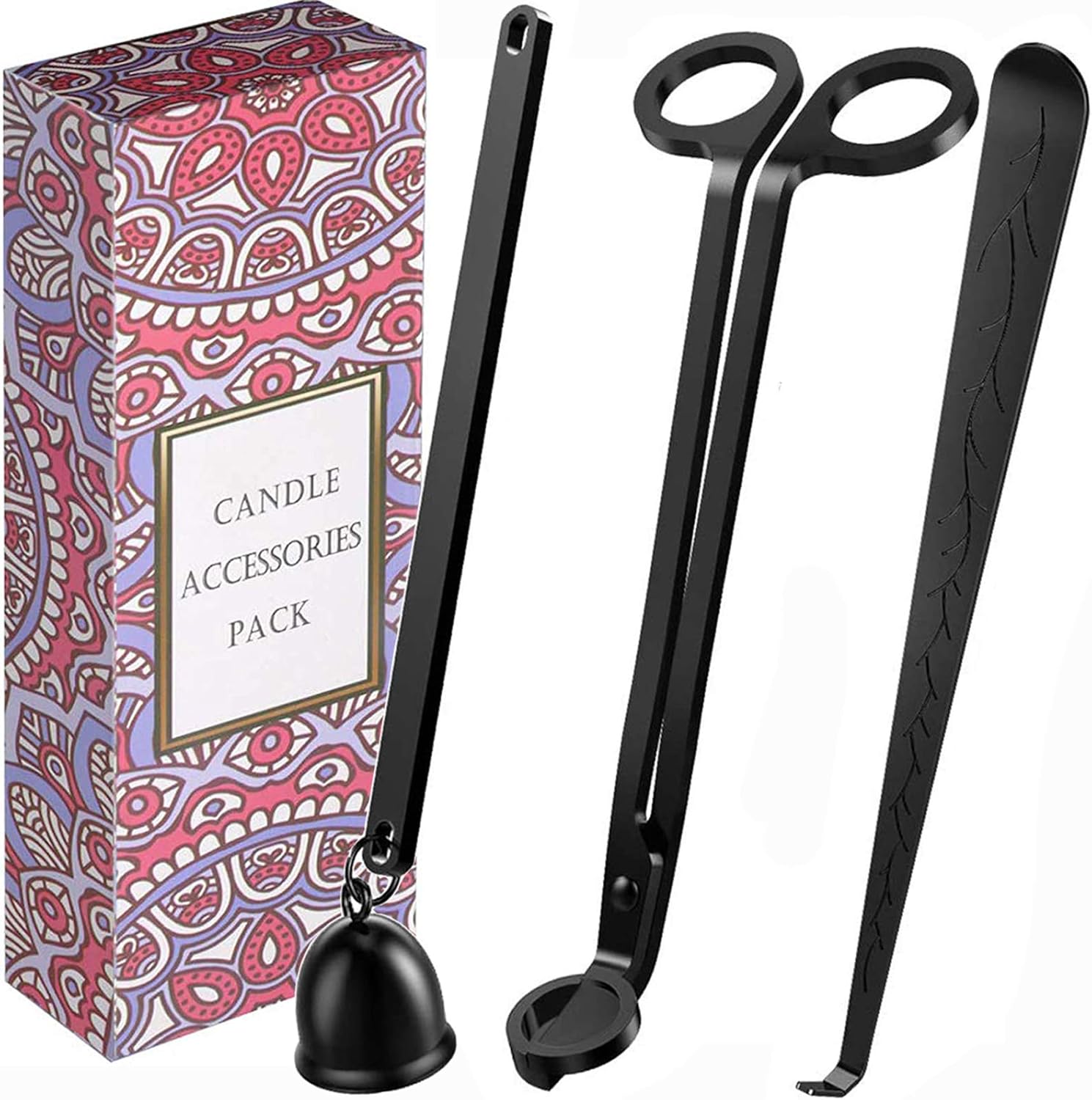 1 Perpetual Deals Candle Snuffer, Candle Wick Trimmer and Dipper, Candle Accessory Tools Set with Gift Package for Famliy or Candle Lovers (Candle Tools Black): Home & Kitchen