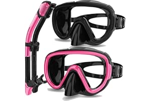 Bairuifu 2 Packs Dry Snorkel Mask Set Snorkeling Gear for Adults Scuba Diving Mask Swimming Glasses Swim Dive Mask Nose Cover Free Diving
