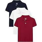 OHD 3 Pack Boys Polo Shirt Uniform School Polo Shirts for Boys Multiple Color Kids Short Sleeve Polo Size 3T-14