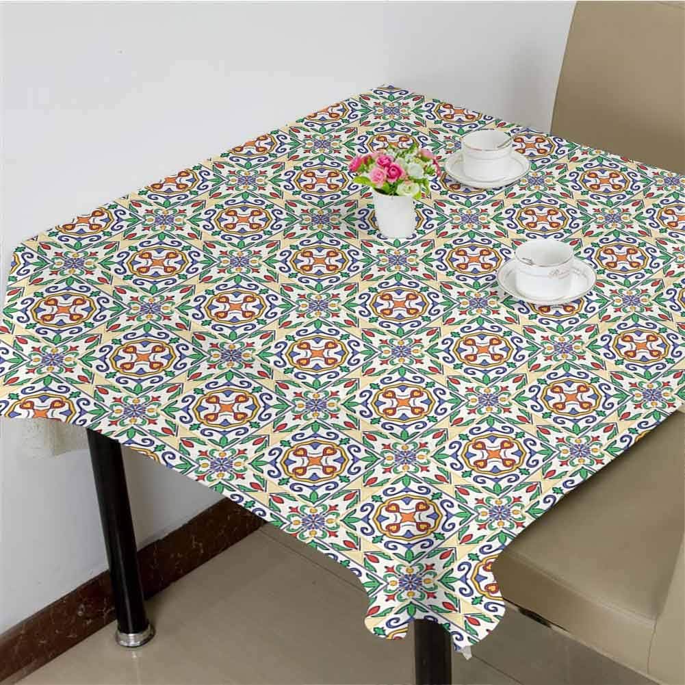 dsdsgog Rectangle Table Cover Cloth Spanish Culture Inspired Ornamental Symmetric