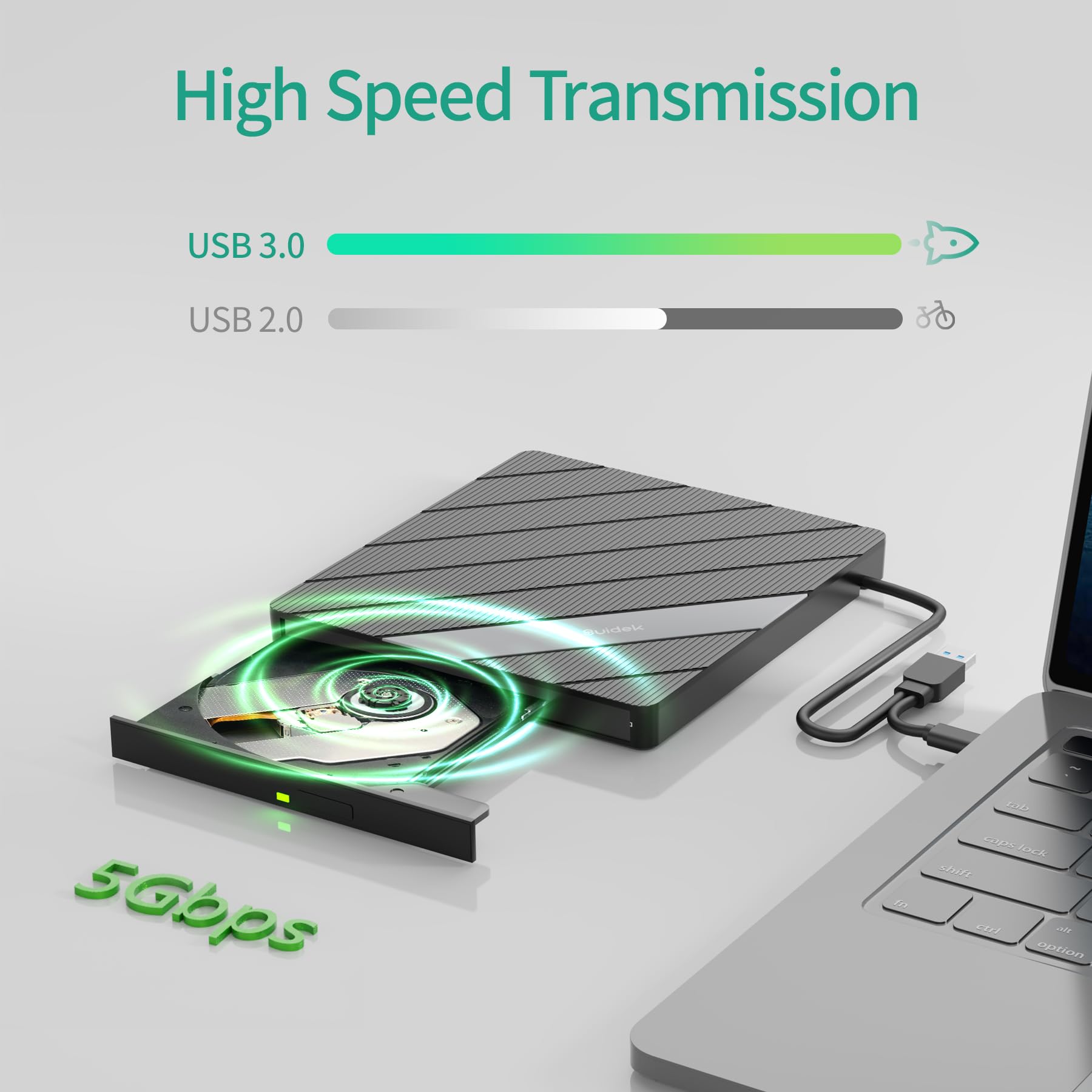 External CD DVD Drive USB C USB 3.0, Portable CD DVD +/-RW Burner DVD Player for Laptop 8 in 1 Hub with SD/Micro SD Card Reader Compatible with Laptop Mac PC Windows Linux