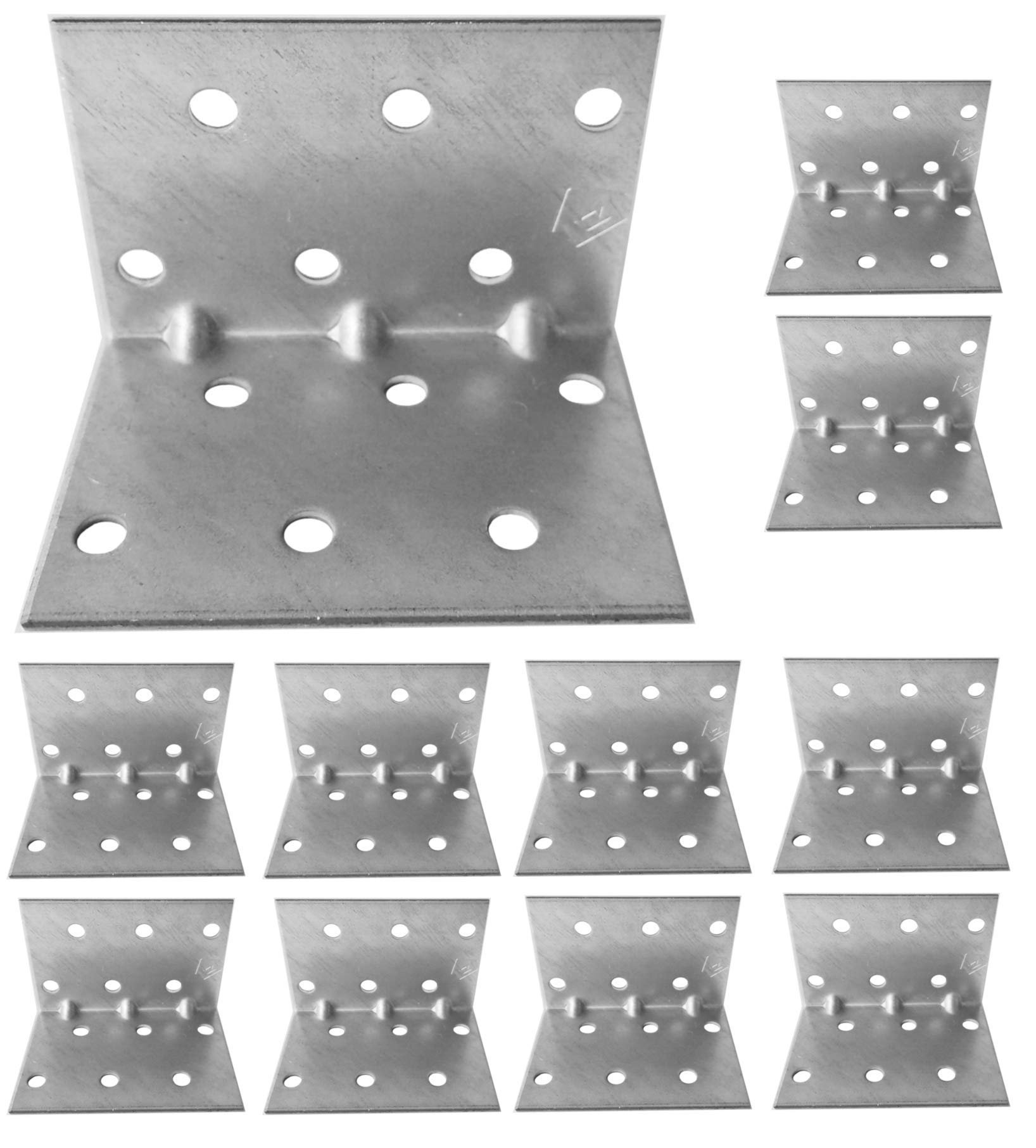 Angle Brackets Corner Braces Plates, Metal Steel Sheet Galvanised L Zinc (40 x 40 x 60mm x 1,5mm) Pack of 10pcs