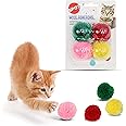 SPOT Ethical Wool Pom Poms with Catnip Cat Toy, 4-Pack