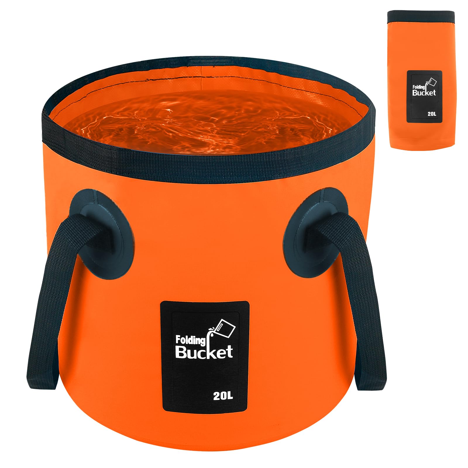 Photo 1 of 5 Gallon Bucket, Collapsible Bucket with Handle for Outdoor Beach Fishing Gardening, Folding Car Wash Buckets Mop Water Storage Laundry Wash Basin for RV Household Cleaning Supplies Camping Essentials