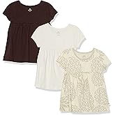 HonestBaby Baby, Toddler, and Little Girls' 100% Organic Cotton Puff Sleeve T-Shirts (10 Pack)