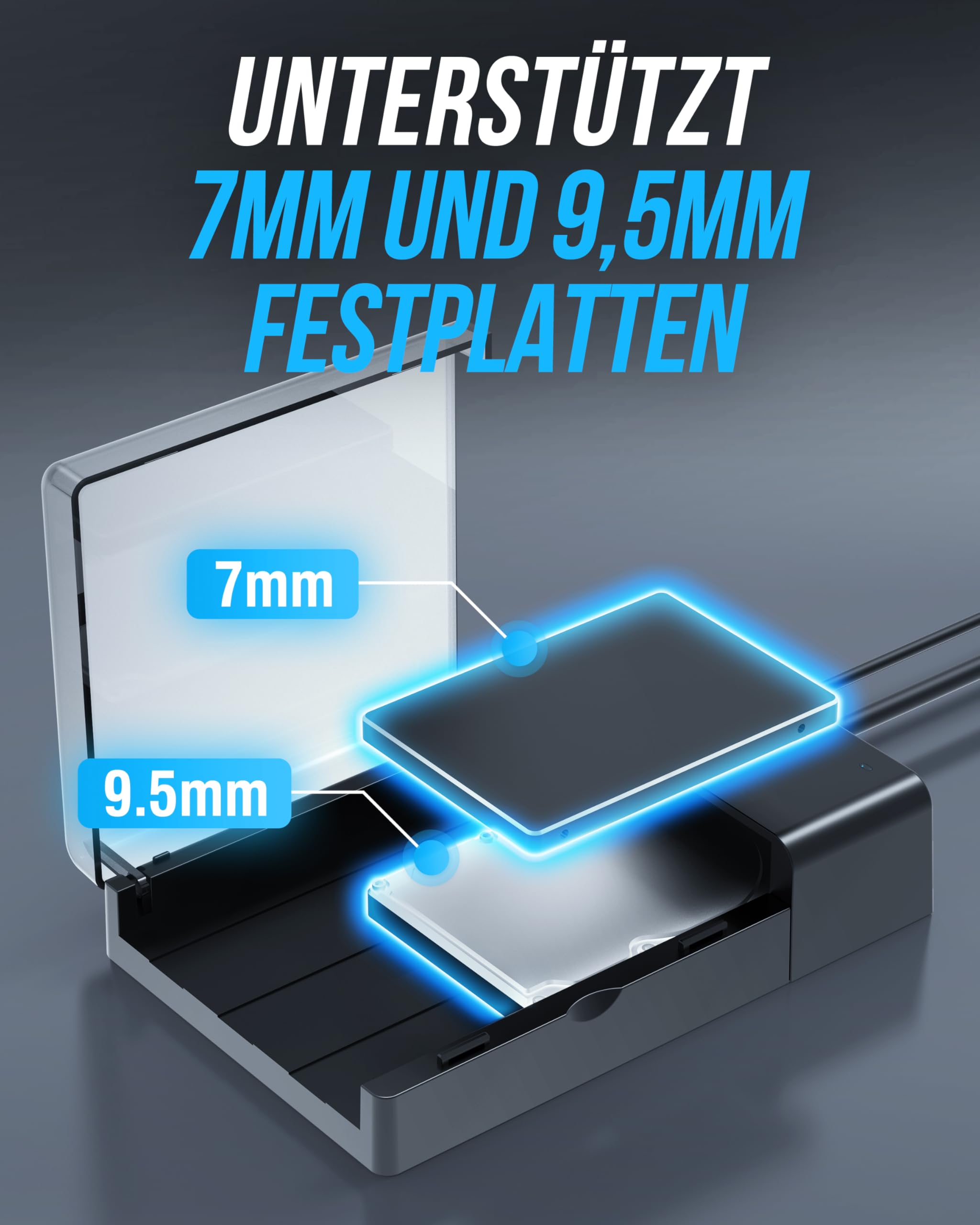 SABRENT Festplatten Dockingstation für 2,5''/3,5'' SATA HDD & SSD USB-A 5Gbps – Externes Festplattengehäuse USB 3.0 – Docking Station ohne Festplatte (EC-DFLT) 6