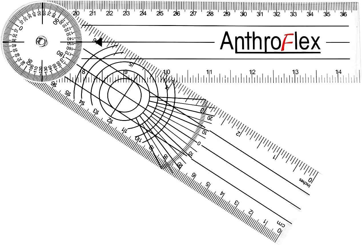 AnthroFlex Goniometer Set of 6 with Bag : 12", 8", 6", 180, Finger, Spinal - To Measure Range of Motion of Joints For Physical Therapy and Occupational Therapy - CM and Inches, Made of Durable Plastic: Health & Personal Care