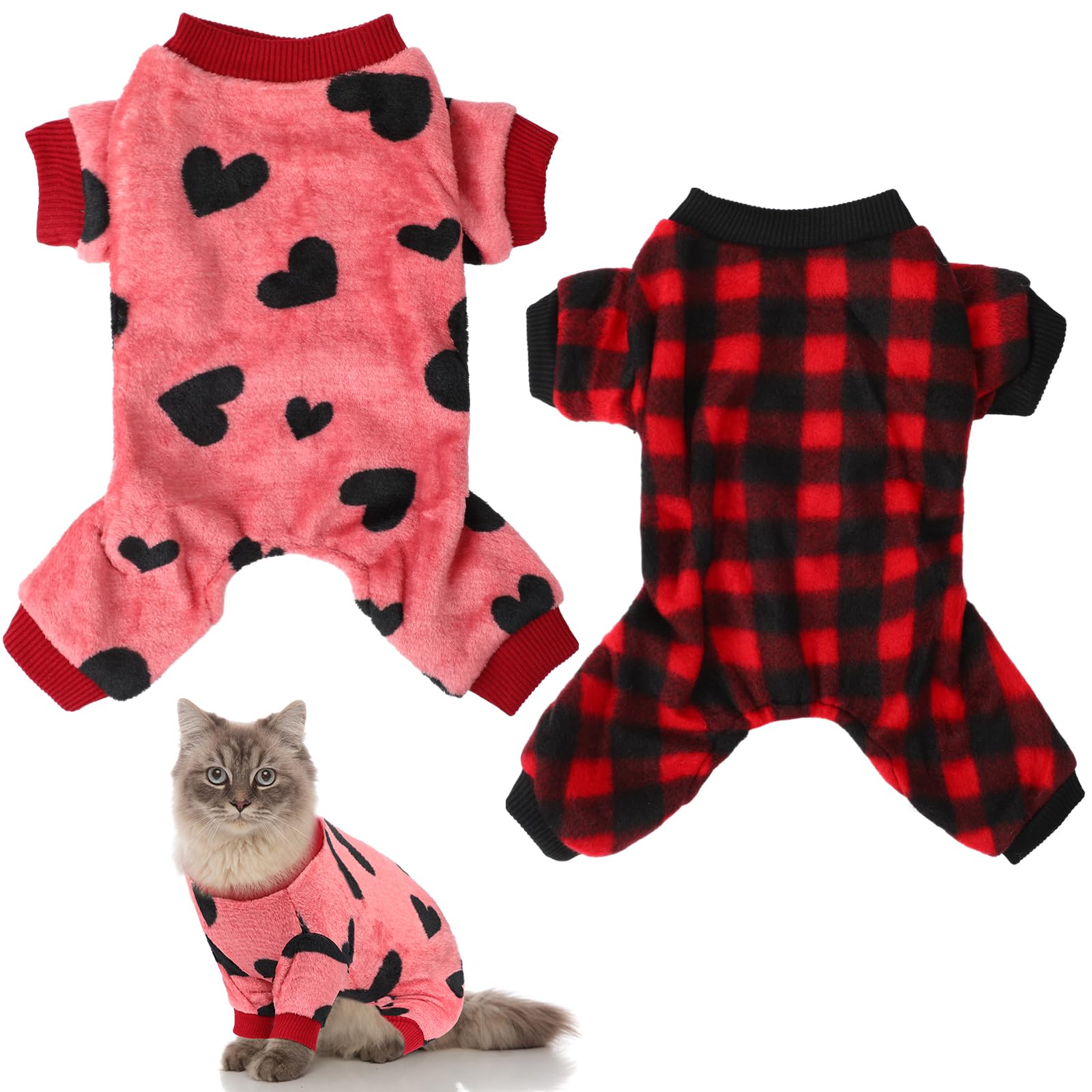 View 1 of 2 Pcs Christmas Dog Pajamas Small Dog Winter Outfit Christmas Dog Pajamas for Small Dog Cat Sweater Cute Tiny Pet Dog Clothes for Kitty Puppy Cat