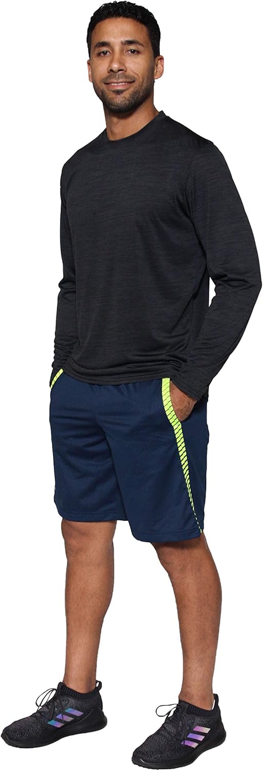 4 Pack: Men's Dry-Fit Moisture Wicking Performance Long Sleeve T-Shirt, UV Sun Protection Outdoor Active Athletic Crew Top at  Men’s Clothing store