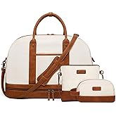 Weekender Bag for Women Canvas Overnight Bag Large Travel Tote Bag Carry on Shoulder Duffle Bag With Shoe Compartment,Perfect for Travel/Daily Use/Birthday Gift …