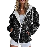 domirica Hoodies for Women Zip Up Long Sleeve Hoodied Sweatshirt with Pockets Retro Graphic Women's Sweatshirt Trendy