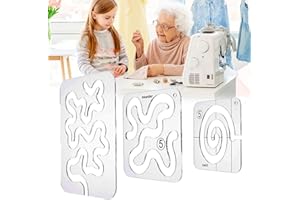 HENMANYE Henmany Free Motion Quilting Templates: Quilting Templates for Machine Quilting - Sturdy Acrylic Rulers for Easy Using Quilting Designs(3pc)