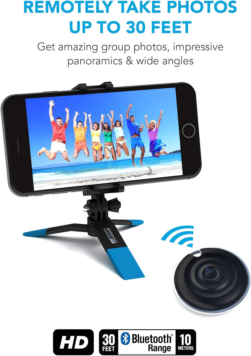 Premium 5-in-1 Bluetooth Selfie Remote Control Camera Shutter for iPhone 11 10 XR XS X 8 7 6 5, Samsung Galaxy S10 S9 S8 S7 S6 S5 & Most Androids - Long 30ft Range - No Apps, No Downloads, No Hassle: Camera & Photo