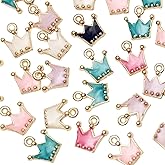 Dandan DIY 30pcs Mini Multi-Colors Colorful Alloy Crown Pendant for Necklace Bracelet Jewelry Making Clothes Sewing Bag Decoration Charm Diy Scrapbooking Supply(Crown)