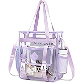 MUSEVOS Clear Tote Bag Stadium Approved 12x6x12, Thickened Heavy Duty PVC Transparent Tote Bag Water Resistant