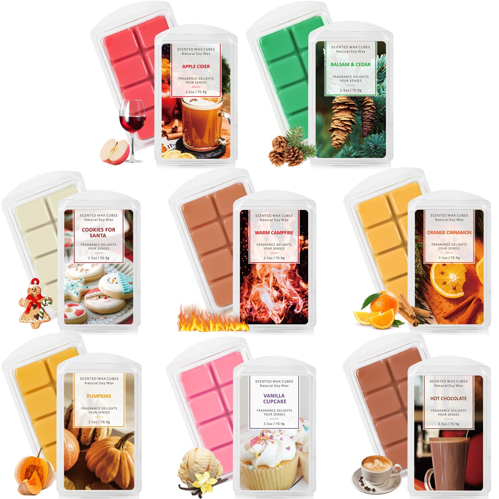 Scent-Hi Wax Melts, 8 Pack, Wax Cubes, Long Lasting Fragrance, Scented Soy Wax for Wax Warmer Mlet for Home Fragrance, Winter Scent โ image 1