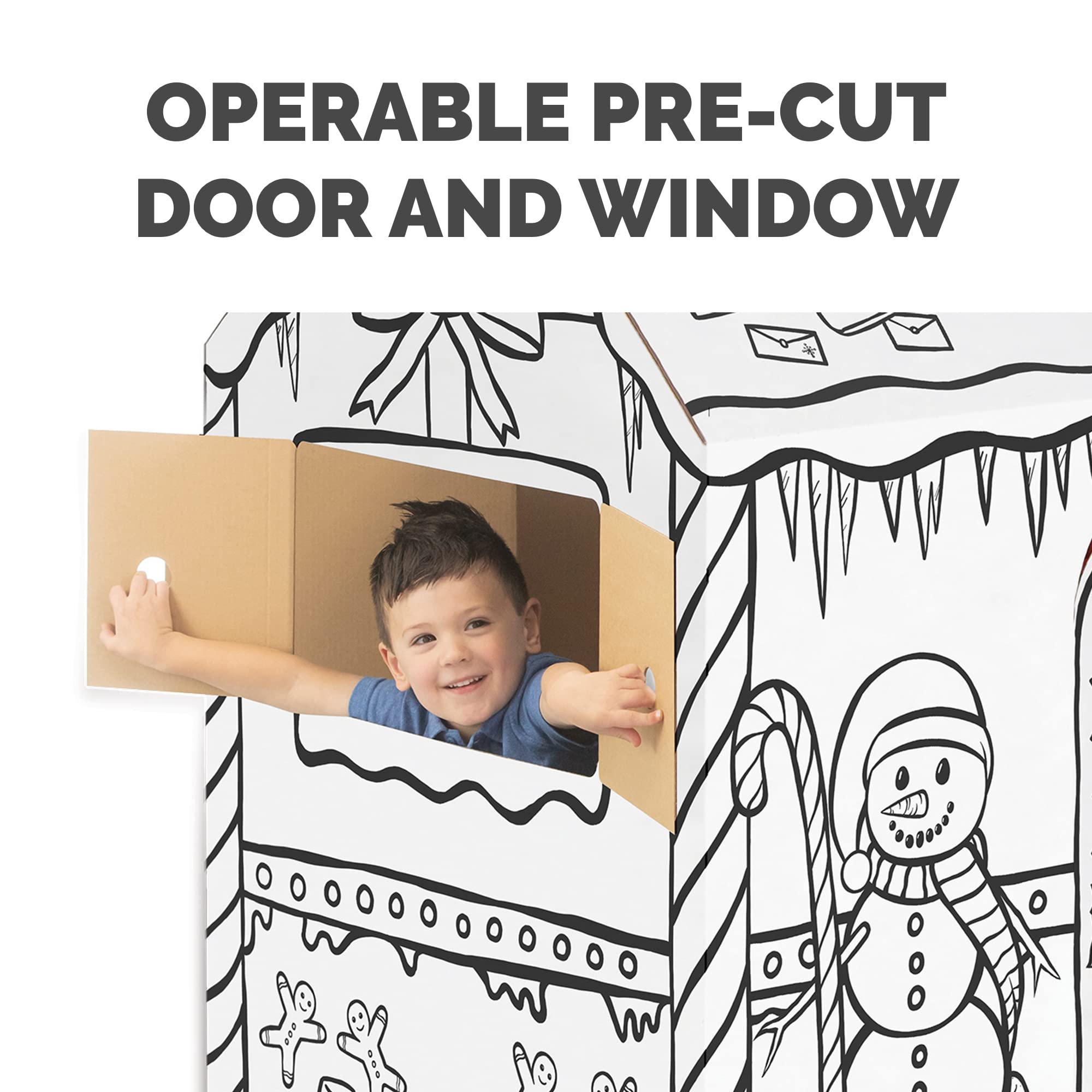 Bankers Box at Play Large Color in Gingerbread Playhouse, Cardboard Playhouse and Life Size Craft Activity for Kids and Families