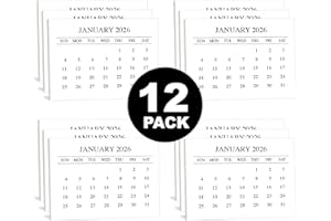 GUAJOLOTE PRINTS 2026 Scrapbook Calendar Minis (12-Pack), Tear off Refill Pads for Scrapbooking, Crafts, Manual Projects, 2.25 x 3 Inches for Friends and Family (Black)