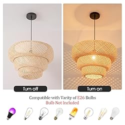 Teru Ji Kaikang Bamboo Pendant Light,18.5" Boho