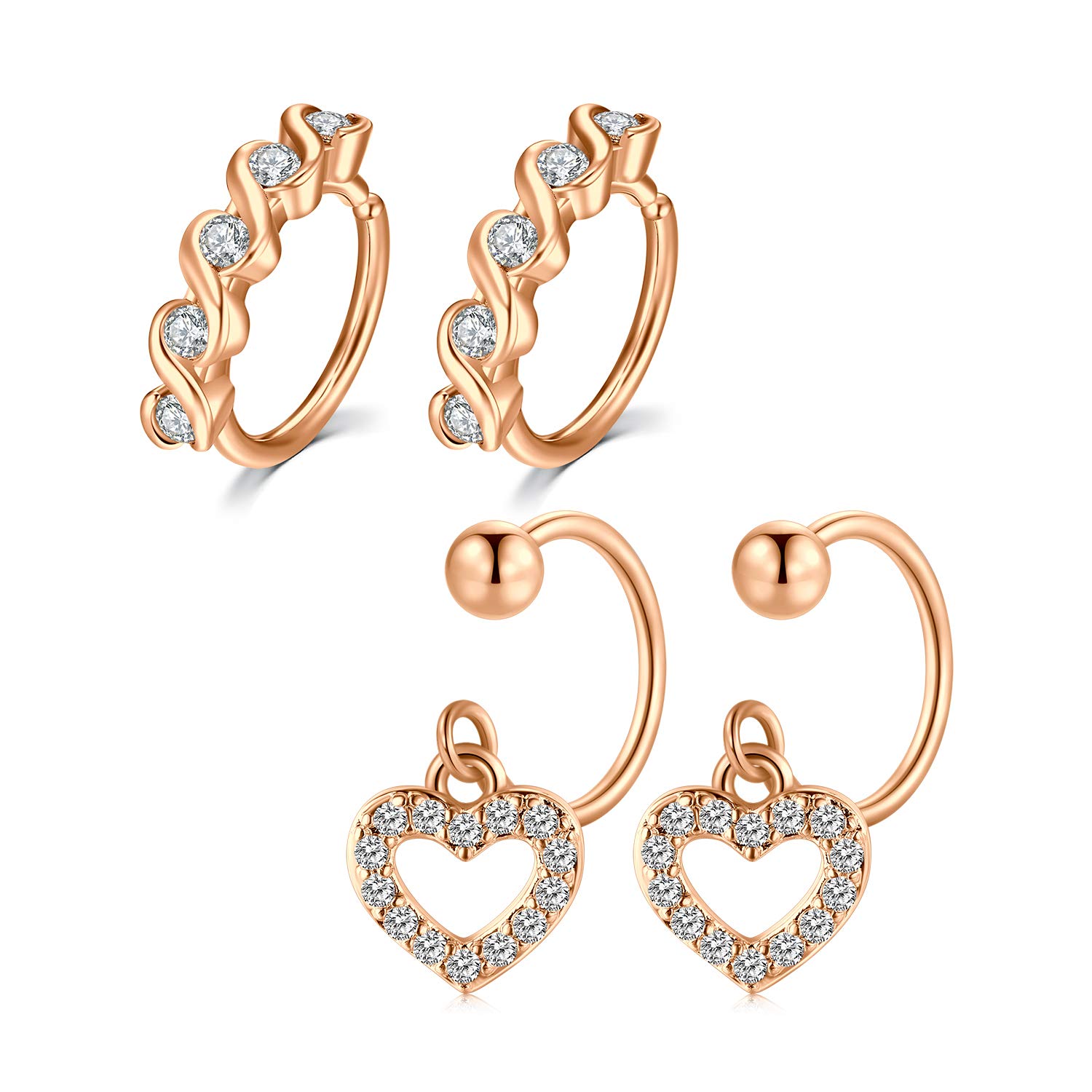 JFORYOU 18 Gauge Helix Cartilage Tragus Earrings Hoope Surgical Steel Daith Earrings Piercing Jewelry Heart CZ Small Hoop Earring Jewelry Silver Rose Gold