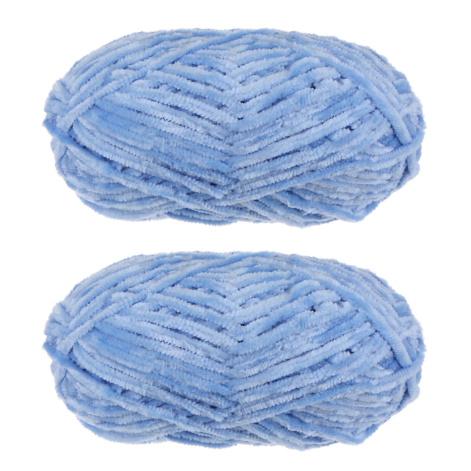 uxcell 2Skeins Velvet Chenille Yarn 2x100g/7.1oz 174 Yards Total Length #6 Super Bulky Polyester Soft Blanket for Knitting Bag Scarf, Sky Blue