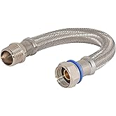 Eastman 24 Inch Steel-Flex Water Heater Connector, 3/4 Inch FIP Swivel x 3/4 Inch MIP Rigid, Flexible Braided Stainless Steel