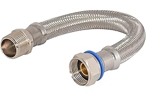 Eastman 24 Inch Steel-Flex Water Heater Connector, 3/4 Inch FIP Swivel x 3/4 Inch MIP Rigid, Flexible Braided Stainless Steel, 48255