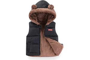 JiAmy Baby Warm Hooded Winter Vest, Children's Fleece Gilet Kids Sleeveless Jacket 18 Months-6 Years