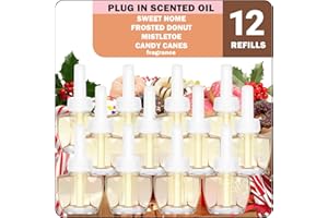 DERDUFT Plug-In Scented Oil Refills 12 Pack - Holiday Scents with Sweet Home, Frosted Donut, Mistletoe, Candy Canes - Long Lasting 7.92 Fl Oz - Compatible with Air Wick & Glade, Not Include Glade Plus