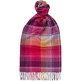 Glen Isla 100% Cashmere Scarf 70.8X11.8IN Classic Plaid Brushed Pink - Made In Scotland