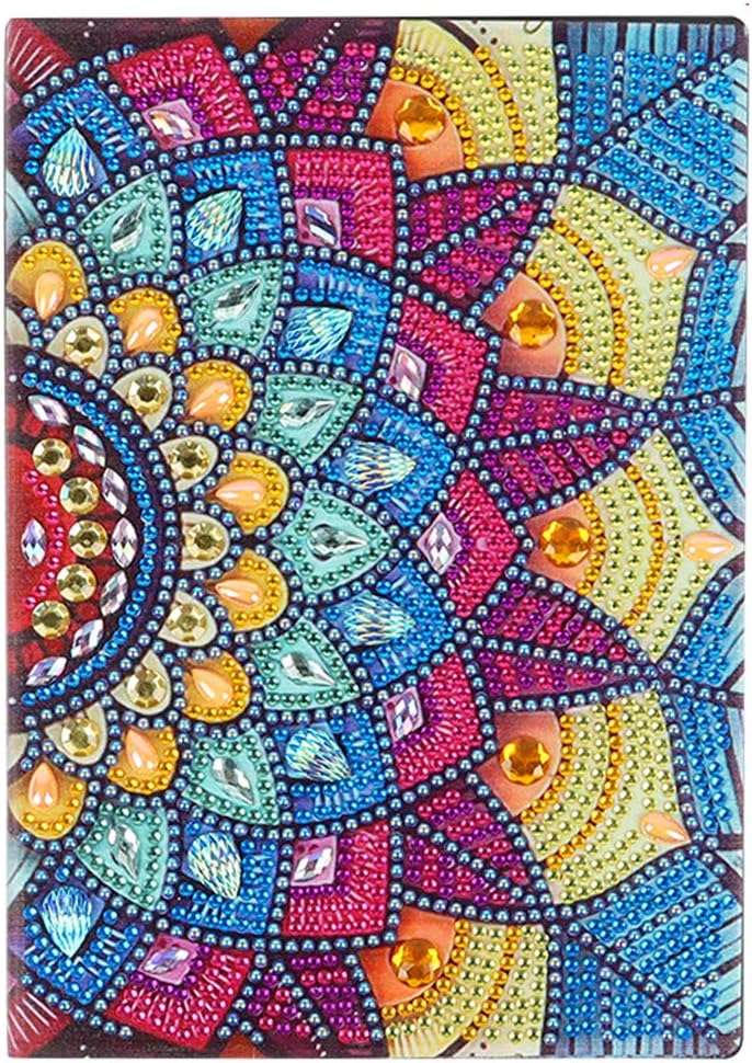 DCIDBEI Diamond Painting Notebooks Blank A5 Writing Journal Notebook with DIY Mandala 5D Diamond Painting Leather Cover 50 Plain Pages Daily Sketchbook Diary Kids Birthday Gifts 50 Sheets 120 Pages