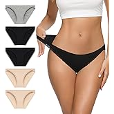 Eiggam Women's Cotton Bikini Panties,High-Cut Full Coverage Stretch Cool Underwear for Women